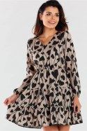 Sukienka Model A470 Beige/Black Hearts - awama Awama