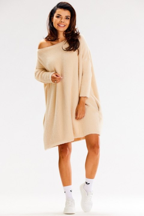 Sweter Damski Model A618 Beige - awama Awama Sweter Damski Model A618 Beige - awama Awama