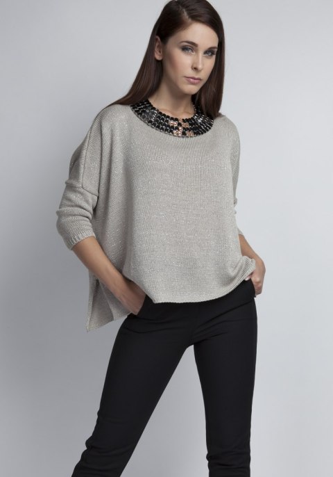 Sweter Damski Model Abigail SWE040 Grey - MKM MKM Sweter Damski Model Abigail SWE040 Grey - MKM MKM