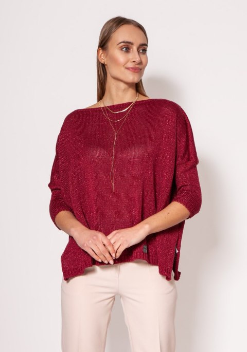 Sweter Damski Model SWE040 Bordo - MKM MKM Sweter Damski Model SWE040 Bordo - MKM MKM