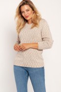 Sweter Damski Model SWE244 Beige Melange - MKM MKM Sweter Damski Model SWE244 Beige Melange - MKM MKM