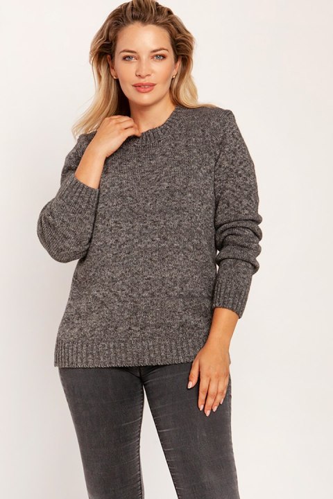 Sweter Damski Model SWE244 Grafit Melange - MKM MKM Sweter Damski Model SWE244 Grafit Melange - MKM MKM