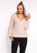 Sweter Damski Model SWE264 Beige - MKM MKM Sweter Damski Model SWE264 Beige - MKM MKM