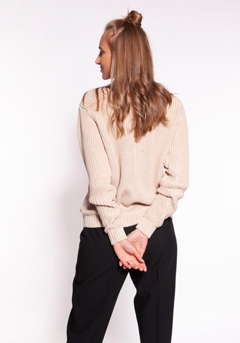 Sweter Damski Model SWE264 Beige - MKM MKM Sweter Damski Model SWE264 Beige - MKM MKM