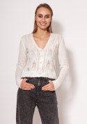 Sweter Damski Model SWE267 Ecru - MKM MKM Sweter Damski Model SWE267 Ecru - MKM MKM