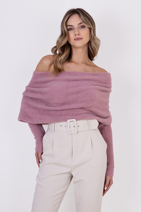 Sweter Damski Model SWE277 Powder Pink - MKM MKM Sweter Damski Model SWE277 Powder Pink - MKM MKM