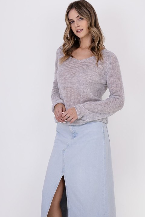 Sweter Damski Model SWE320 Light Grey - MKM MKM Sweter Damski Model SWE320 Light Grey - MKM MKM