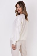 Sweter Damski Model SWE322 Ecru - MKM MKM Sweter Damski Model SWE322 Ecru - MKM MKM