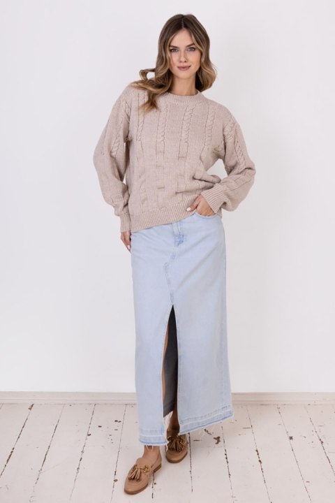 Sweter Damski Model SWE323 Beige - MKM MKM Sweter Damski Model SWE323 Beige - MKM MKM