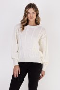 Sweter Damski Model SWE323 Ecru - MKM MKM Sweter Damski Model SWE323 Ecru - MKM MKM