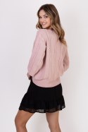 Sweter Damski Model SWE323 Powder Pink - MKM MKM Sweter Damski Model SWE323 Powder Pink - MKM MKM