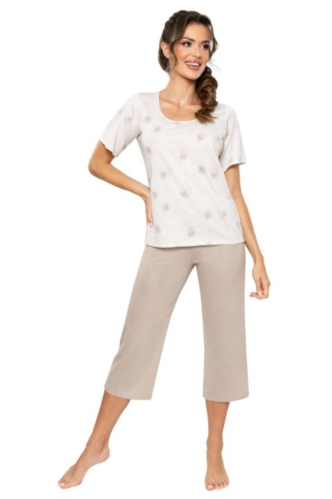 Piżama Damska Model Sandi 3/4 Beige - Donna Donna Piżama Damska Model Sandi 3/4 Beige - Donna Donna