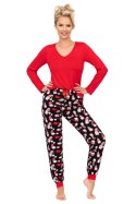 Piżama Damska Model Santi Long Red - Donna Donna Piżama Damska Model Santi Long Red - Donna Donna