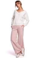 Sweter Damski Model MOE510 Ecru - Moe Moe Sweter Damski Model MOE510 Ecru - Moe Moe