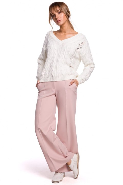 Sweter Damski Model MOE510 Ecru - Moe Moe Sweter Damski Model MOE510 Ecru - Moe Moe