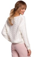 Sweter Damski Model MOE510 Ecru - Moe Moe Sweter Damski Model MOE510 Ecru - Moe Moe
