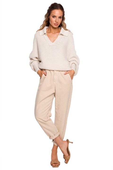 Sweter Damski Model MOE687 Kość słoniowa - Moe Moe Sweter Damski Model MOE687 Kość słoniowa - Moe Moe