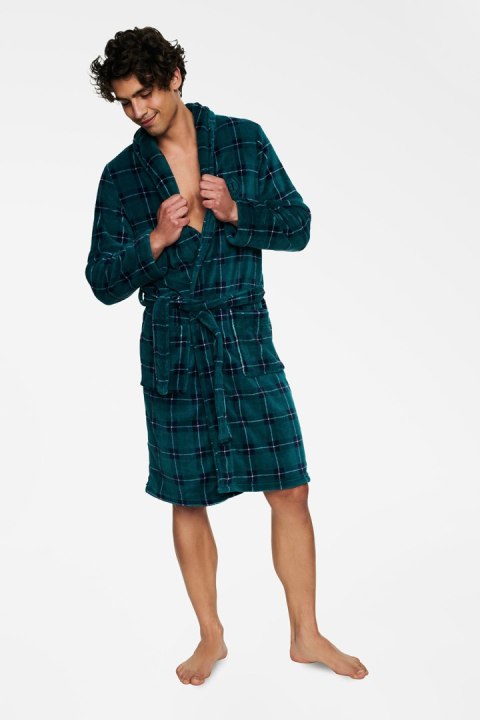 Szlafrok Męski Model Trip 40068-77X Green/Navy - Henderson Henderson Szlafrok Męski Model Trip 40068-77X Green/Navy - Henderson Henderson