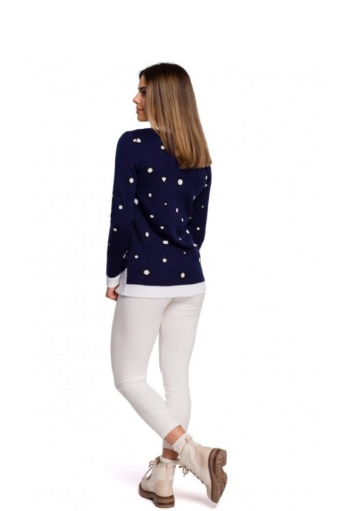 Sweter Damski Model MXS06 Navy - Moe Moe Sweter Damski Model MXS06 Navy - Moe Moe