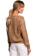 Sweter Damski Model MOE510 Beige - Moe Moe Sweter Damski Model MOE510 Beige - Moe Moe