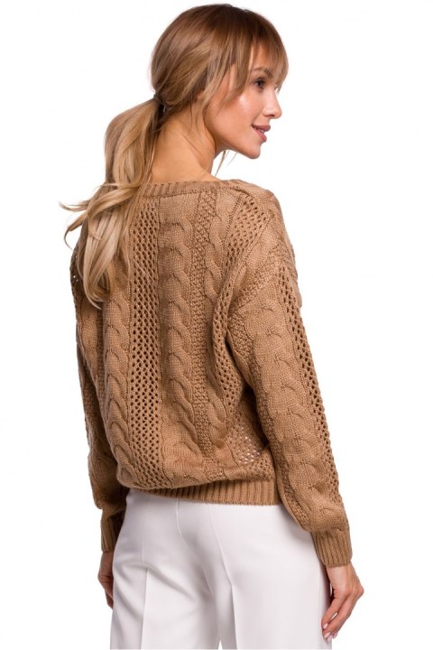 Sweter Damski Model MOE510 Beige - Moe Moe Sweter Damski Model MOE510 Beige - Moe Moe