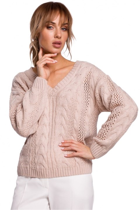Sweter Damski Model MOE510 Powder Pink - Moe Moe Sweter Damski Model MOE510 Powder Pink - Moe Moe