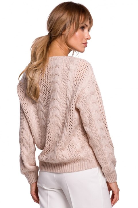 Sweter Damski Model MOE510 Powder Pink - Moe Moe Sweter Damski Model MOE510 Powder Pink - Moe Moe