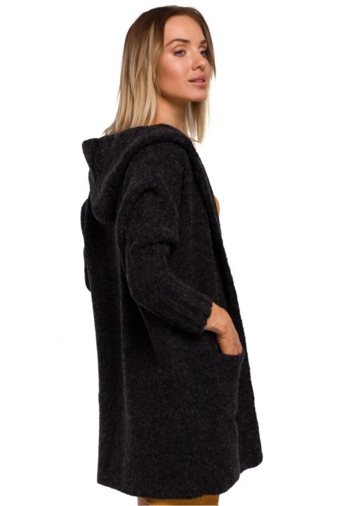 Sweter Kardigan Model MOE556 Antracyt - Moe Moe Sweter Kardigan Model MOE556 Antracyt - Moe Moe