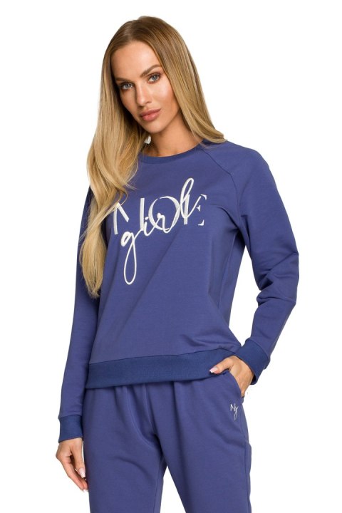 Bluza Damska Model MOE693 Indygo - Moe Moe Bluza Damska Model MOE693 Indygo - Moe Moe