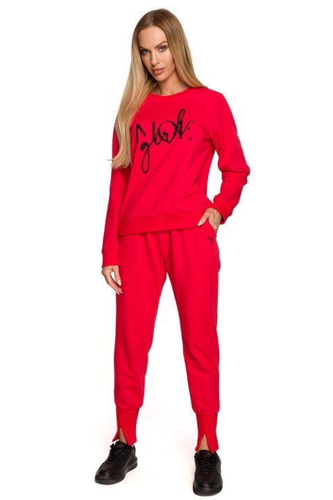 Bluza Damska Model MOE693 Red - Moe Moe Bluza Damska Model MOE693 Red - Moe Moe