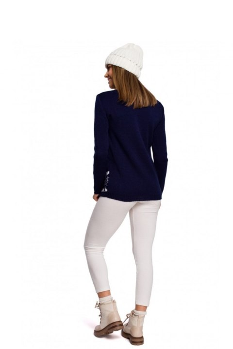 Sweter Damski Model MXS04 Navy - Moe Moe Sweter Damski Model MXS04 Navy - Moe Moe