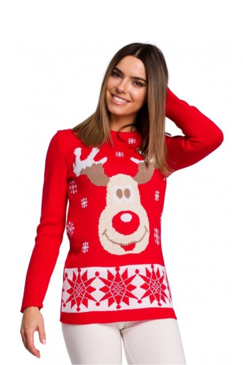 Sweter Damski Model MXS04 Red - Moe Moe Sweter Damski Model MXS04 Red - Moe Moe