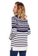 Sweter Damski Model MXS08 Navy - Moe Moe Sweter Damski Model MXS08 Navy - Moe Moe
