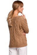 Sweter Damski Model MOE511 Beige - Moe Moe Sweter Damski Model MOE511 Beige - Moe Moe