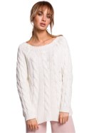 Sweter Damski Model MOE511 Ecru - Moe Moe Sweter Damski Model MOE511 Ecru - Moe Moe