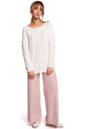 Sweter Damski Model MOE511 Ecru - Moe Moe Sweter Damski Model MOE511 Ecru - Moe Moe