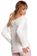 Sweter Damski Model MOE511 Ecru - Moe Moe Sweter Damski Model MOE511 Ecru - Moe Moe