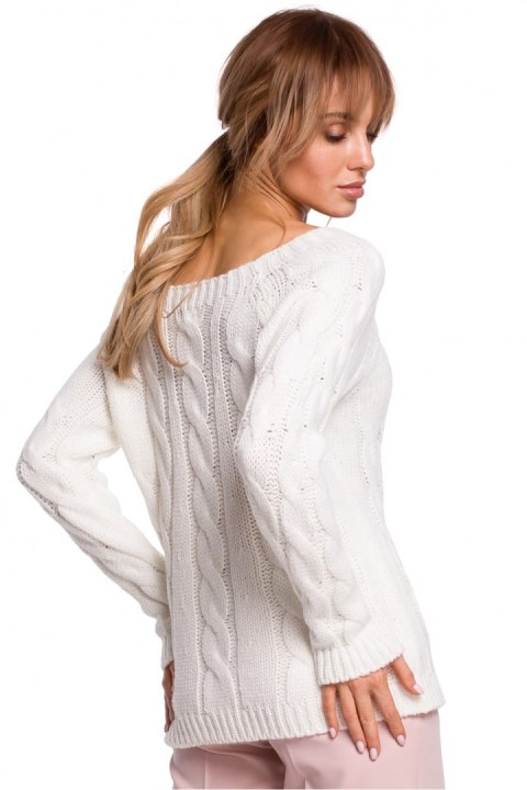 Sweter Damski Model MOE511 Ecru - Moe Moe Sweter Damski Model MOE511 Ecru - Moe Moe