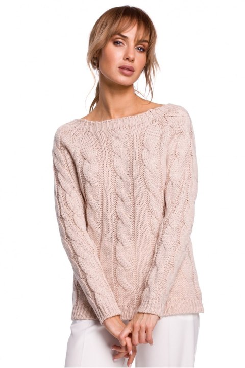 Sweter Damski Model MOE511 Powder Pink - Moe Moe Sweter Damski Model MOE511 Powder Pink - Moe Moe