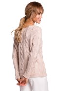 Sweter Damski Model MOE511 Powder Pink - Moe Moe Sweter Damski Model MOE511 Powder Pink - Moe Moe