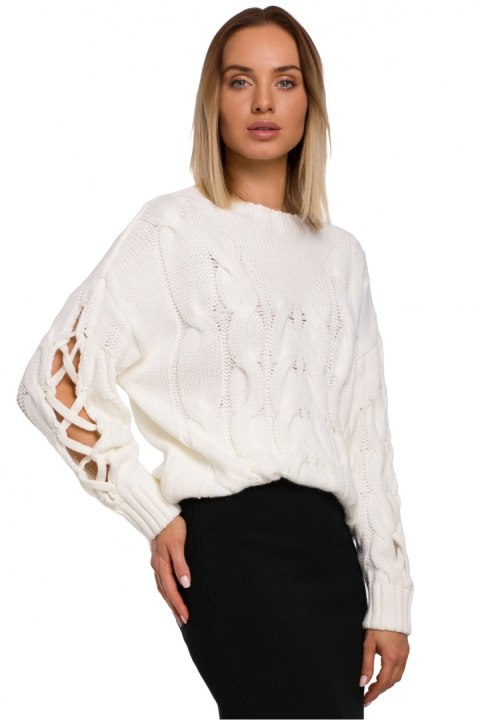 Sweter Damski Model MOE539 Ecru - Moe Moe Sweter Damski Model MOE539 Ecru - Moe Moe