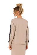 Bluza Damska Model MOE727 Beige - Moe Moe Bluza Damska Model MOE727 Beige - Moe Moe
