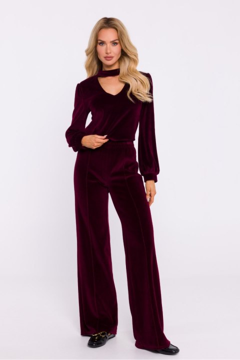 Spodnie Damskie Model MOE830 Bordo - Moe Moe Spodnie Damskie Model MOE830 Bordo - Moe Moe