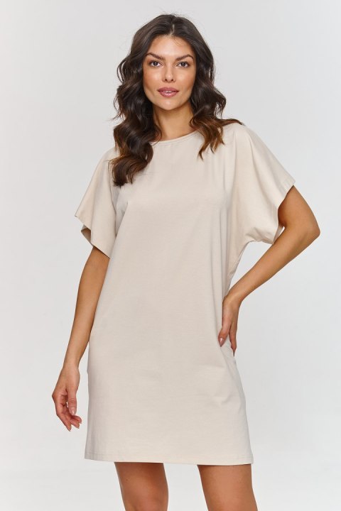 Sukienka Basic Model M875 Light Beige - Makadamia Makadamia Sukienka Basic Model M875 Light Beige - Makadamia Makadamia