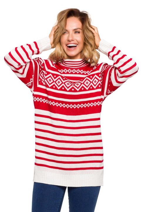 Sweter Damski Model MXS08 Red - Moe Moe Sweter Damski Model MXS08 Red - Moe Moe
