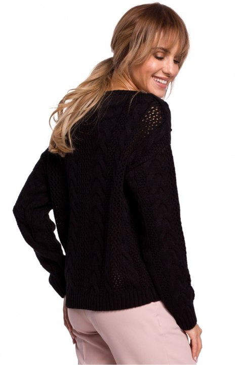 Sweter Damski Model MOE510 Black - Moe Moe Sweter Damski Model MOE510 Black - Moe Moe