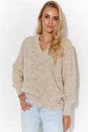 Sweter Damski Model S140 Beige Melange - Makadamia Makadamia Sweter Damski Model S140 Beige Melange - Makadamia Makadamia