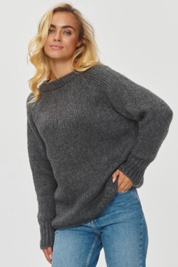 Sweter Damski Model S150 Grafit Melange - Makadamia Makadamia