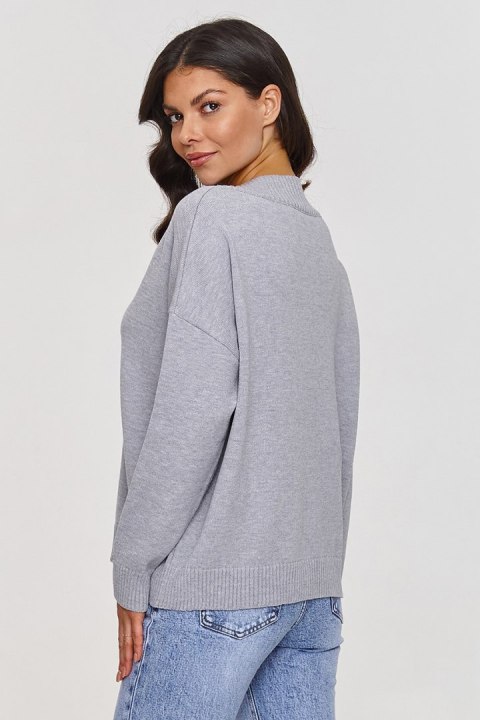 Sweter Damski Model S158 Grey Melange - Makadamia Makadamia Sweter Damski Model S158 Grey Melange - Makadamia Makadamia