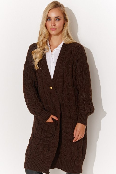 Sweter Kardigan Model S134 Czekolada - Makadamia Makadamia Sweter Kardigan Model S134 Czekolada - Makadamia Makadamia
